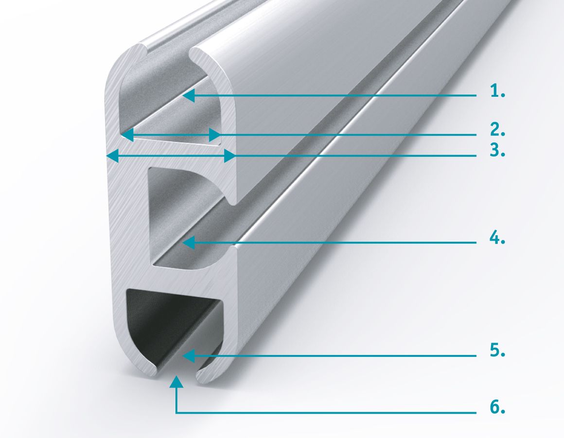 Components of the aluminium piping rail
