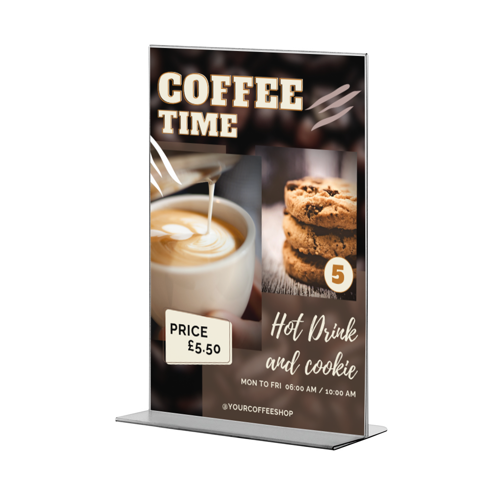 T-Piece Coffe Shop Countertop Menu Holder