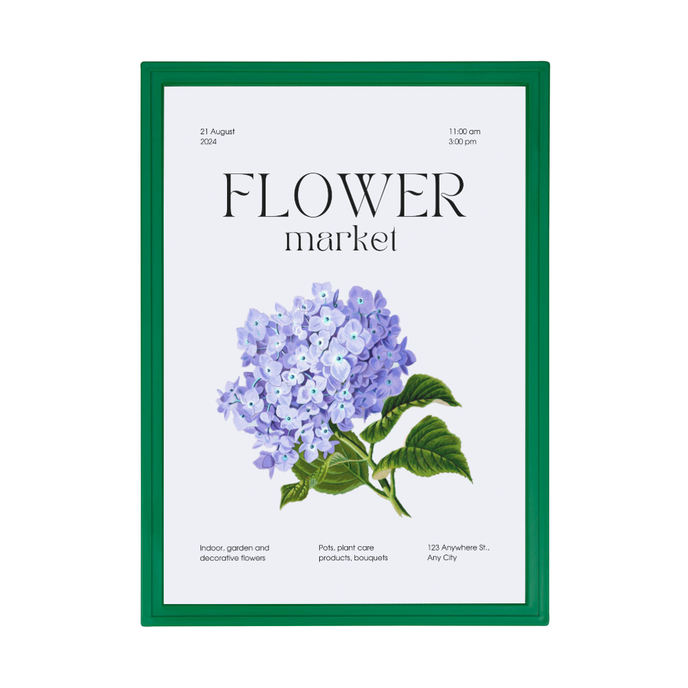 Laminated Poster Frame Green With Flower Poster
