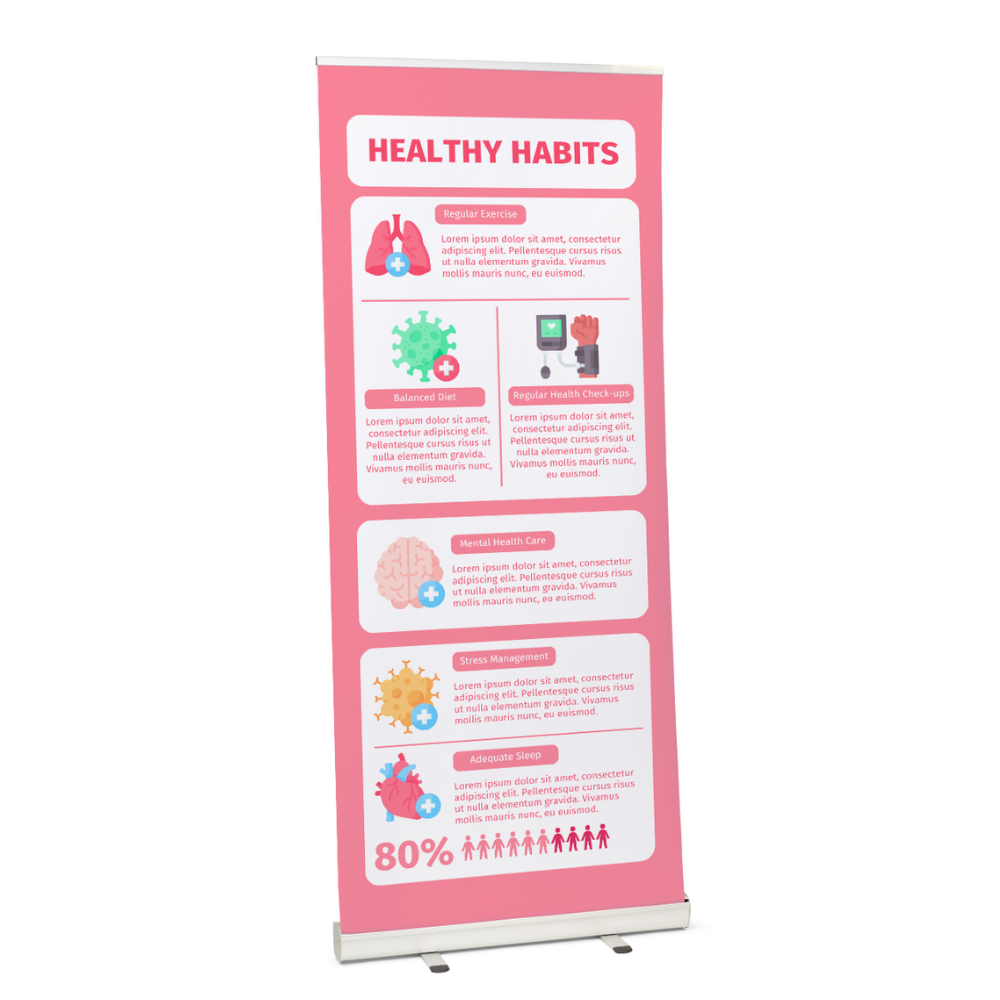 Value Roller Banner Showing a Healthy Habits Poster Graphic