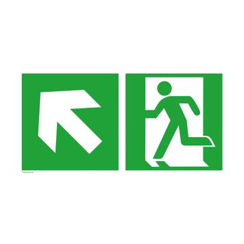 Emergency exit left with directional arrow left upwards