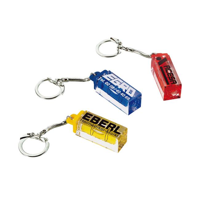 Spirit Level with sturdy Key Ring, coloured block vials