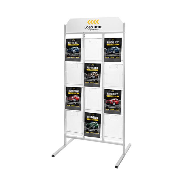 12 Section Leaflet Stand "Broker III" with Header
