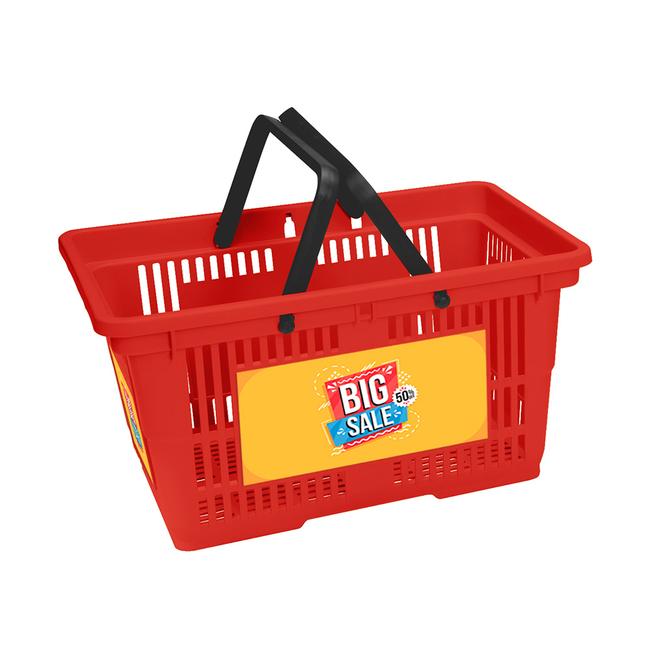 Red Printed Plastic Shopping Basket